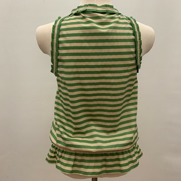 Outback Red Women's Top X-Small Green Beige Sleeveless Striped - Picture 5 of 9
